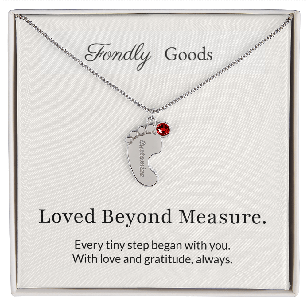 Baby Feet Birthstone Necklace for Mom