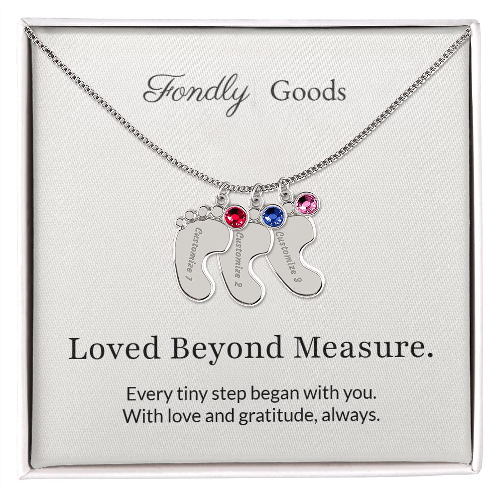 Baby Feet Birthstone Necklace for Mom