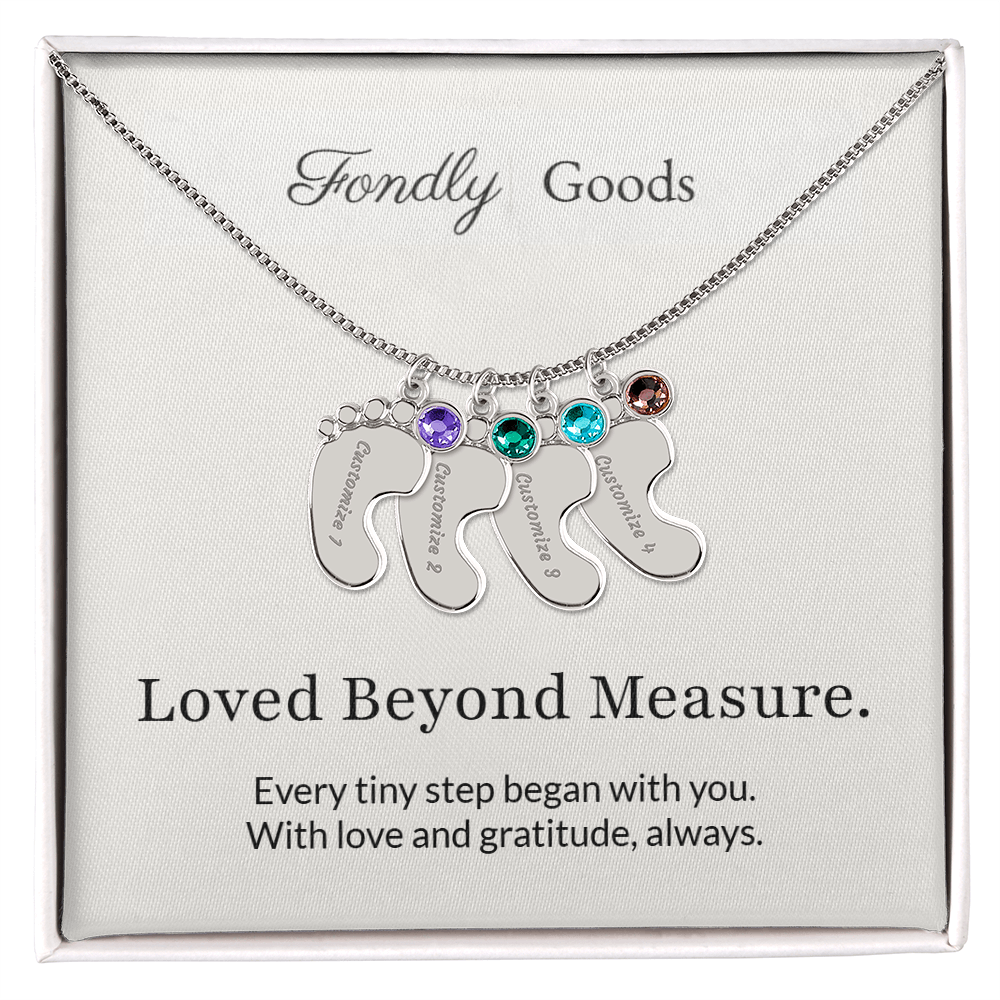 Baby Feet Birthstone Necklace for Mom