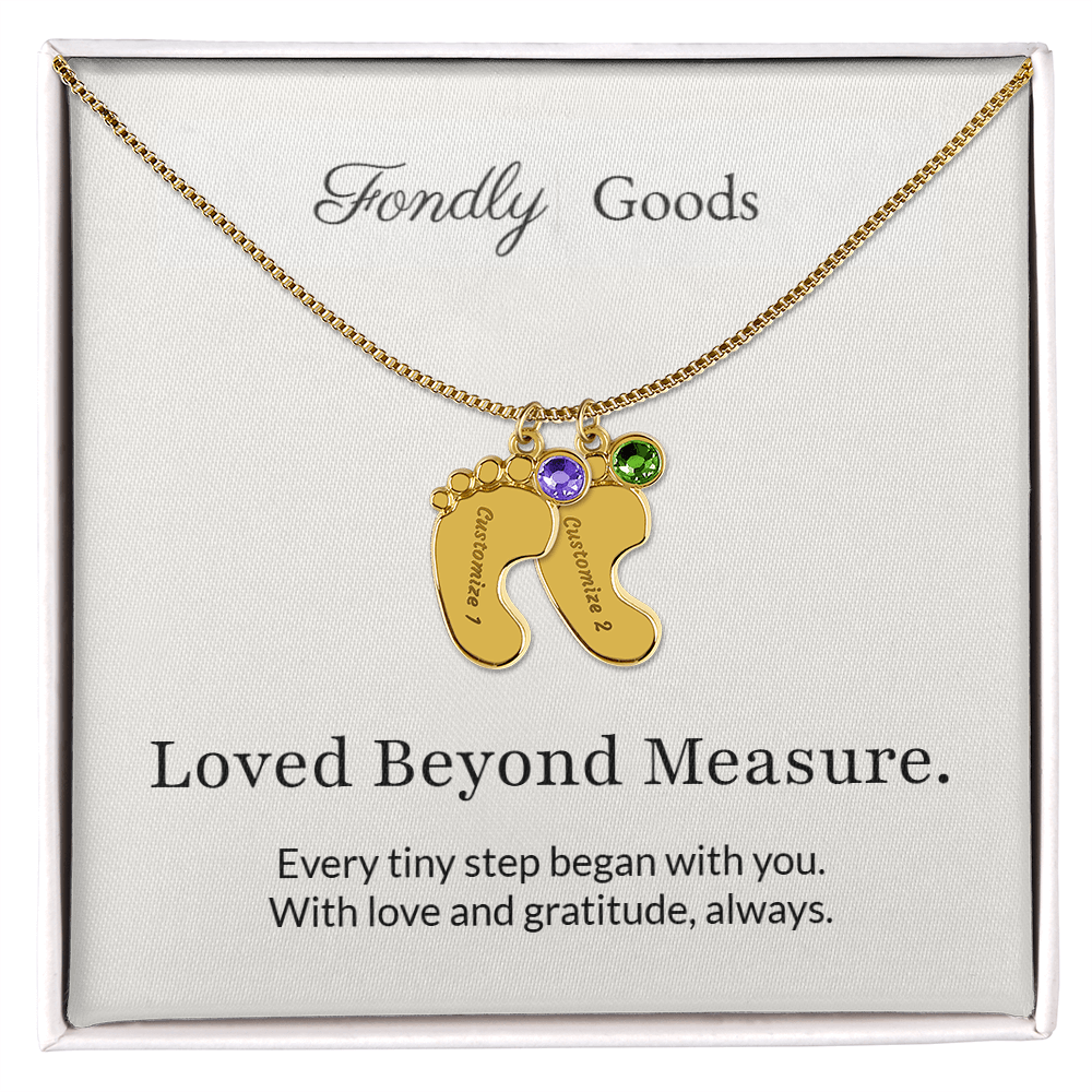 Baby Feet Birthstone Necklace for Mom