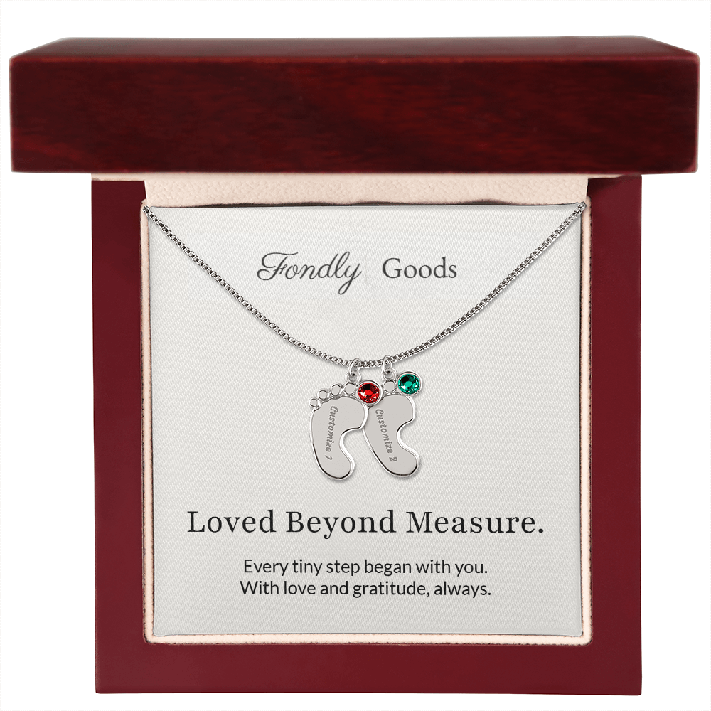 Baby Feet Birthstone Necklace for Mom