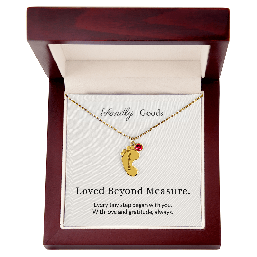 Baby Feet Birthstone Necklace for Mom