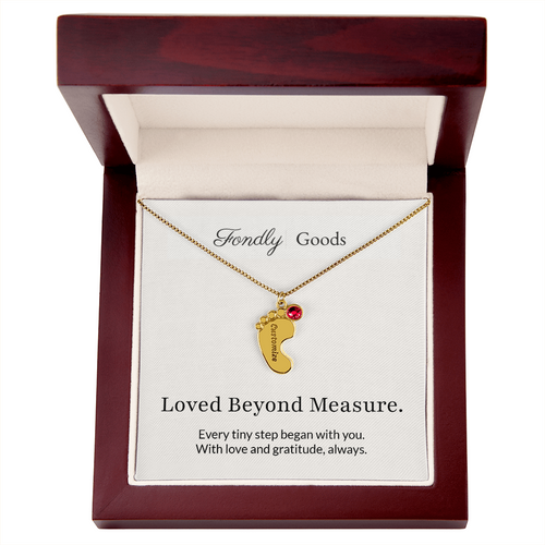 Baby Feet Birthstone Necklace for Mom