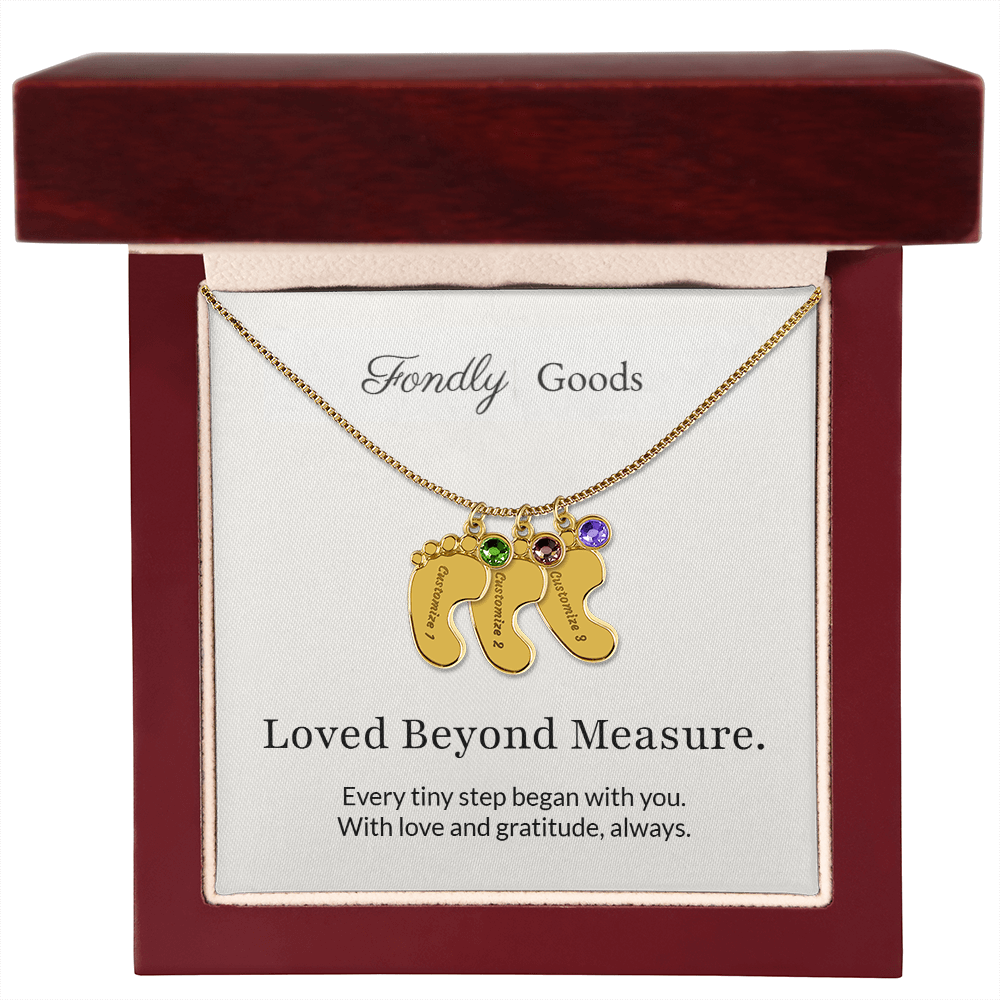 Baby Feet Birthstone Necklace for Mom