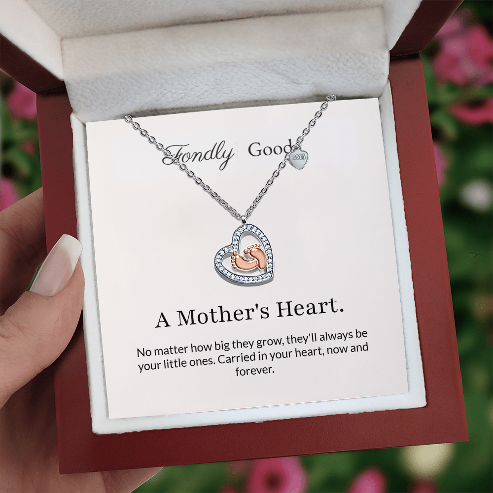 Baby Feet Heart Necklace for Mom