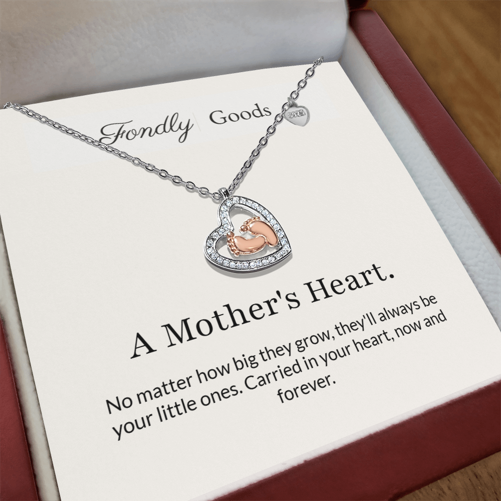 Baby Feet Heart Necklace for Mom