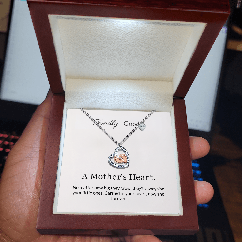 Baby Feet Heart Necklace for Mom